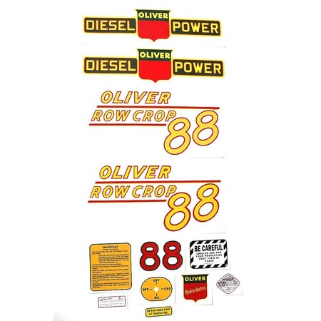 Standard Diesel Yellow Numbers Tractor Decals For Oliver 88